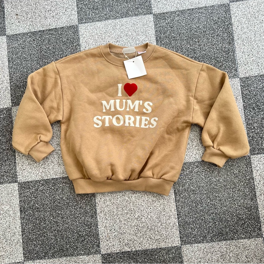 Zara Kid Sweatshirt "I Love Mum's Stories" - Size 5T - Picture 2 of 8